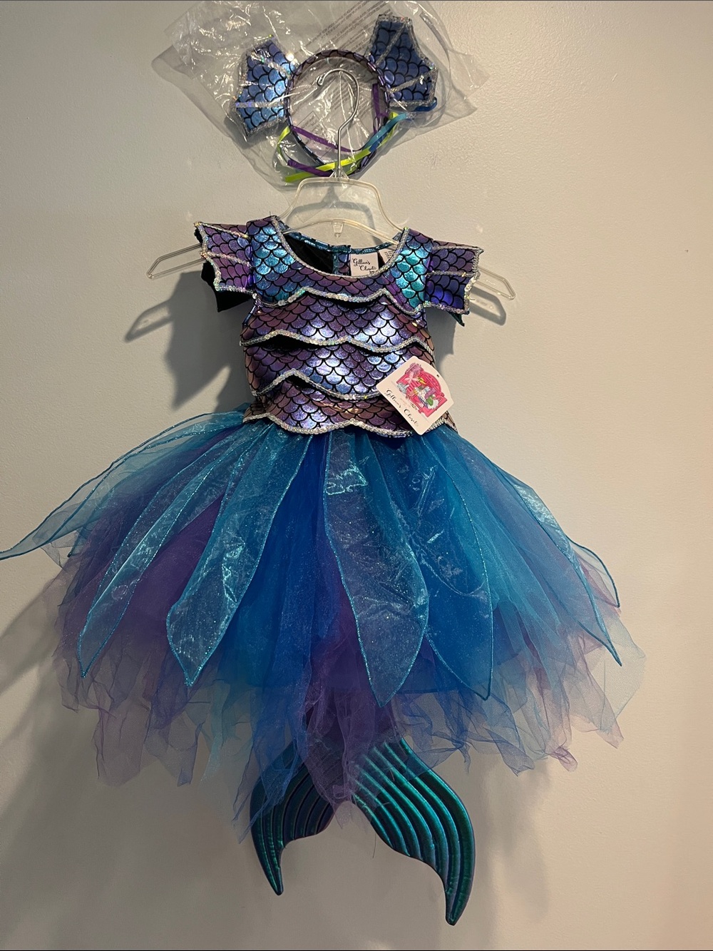 🆕 Gillian’s Closet Girl’s Iridescent Tulle Tutu Mermaid Dress Up Costume size 4